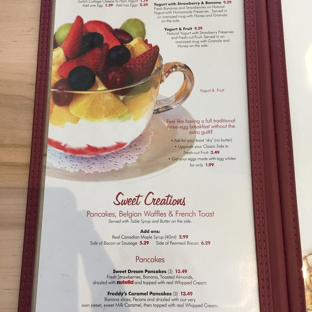 Menu as of September 2018 Menu as of September 2018