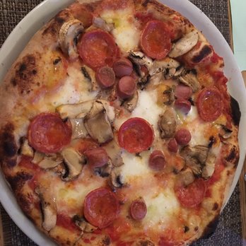 Torquemada - Pizza with mushrooms, salami, Italian sausage and artichokes - Italian Near Me - Palermo, Pennsylvania