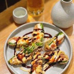 Dynamite app  (super low calorie and diet. Since the peppers are cut in half all the calories fall out when you share with someone)