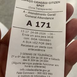 Loja do Cidadão de Lisboa - Senha para atendimento