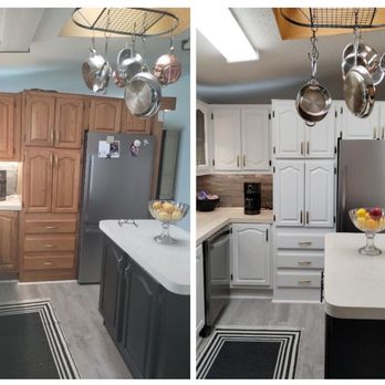 My Painter - Kitchen cabinets repainted to white using primer and oil enriched enamel. - Painters Near Me - Lansing, Michigan