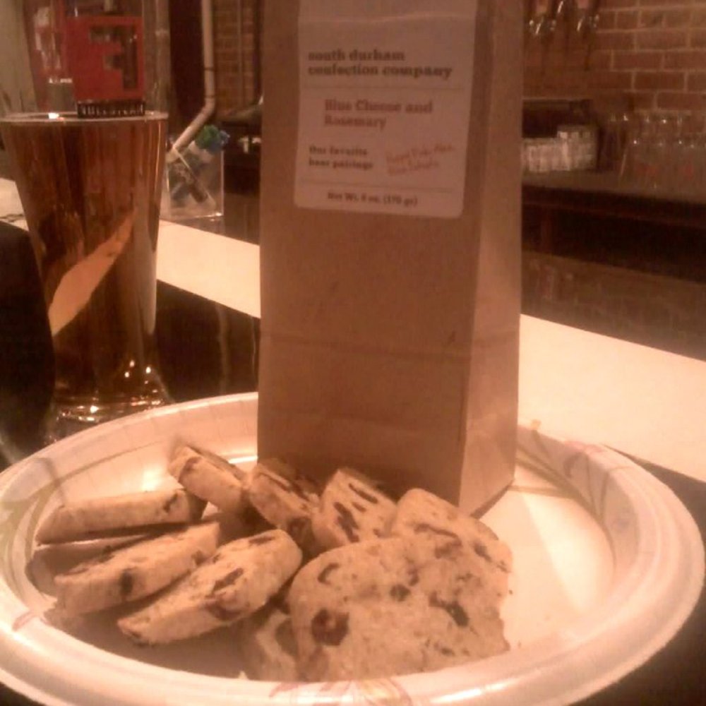 Fullsteam - beer-pairing cookies!!!!!! I don't know about the others, but the bleu cheese/rosemary rock my world. - Breweries Near Me - Durham, North Carolina