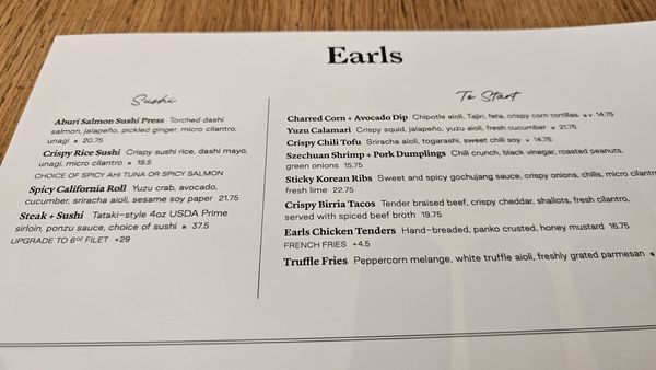 Menu photo 1 Earls Kitchen + Bar Denver, CO