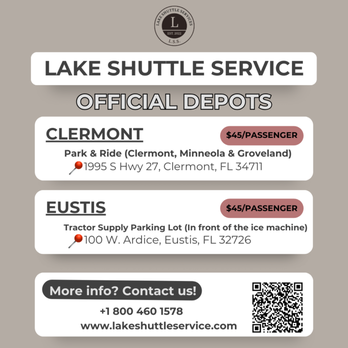 Lake Shuttle Service - Book Your Ride Today!
 (+1) 800-460-1578 |  www.lakeshuttleservice.com - Airport Shuttles Near Me - Mount Dora, Florida