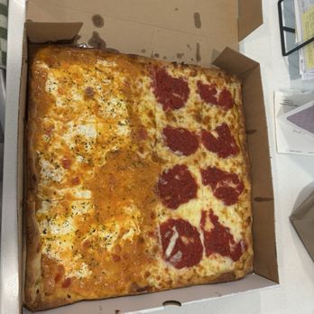 Carlo's Pizza & Pasta - Half and half grandma pie - Pizza Near Me - Bridgewater, New Jersey Carlo's Pizza & Pasta - Half and half grandma pie - Pizza Near Me - Bridgewater, New Jersey