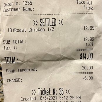 Knockout Chicken - Chula - My receipt. - Chicken Shop Near Me - Chula Vista, California