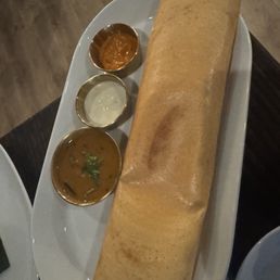 Masala Dosa - cold chutneys and masala Masala Dosa - cold chutneys and masala