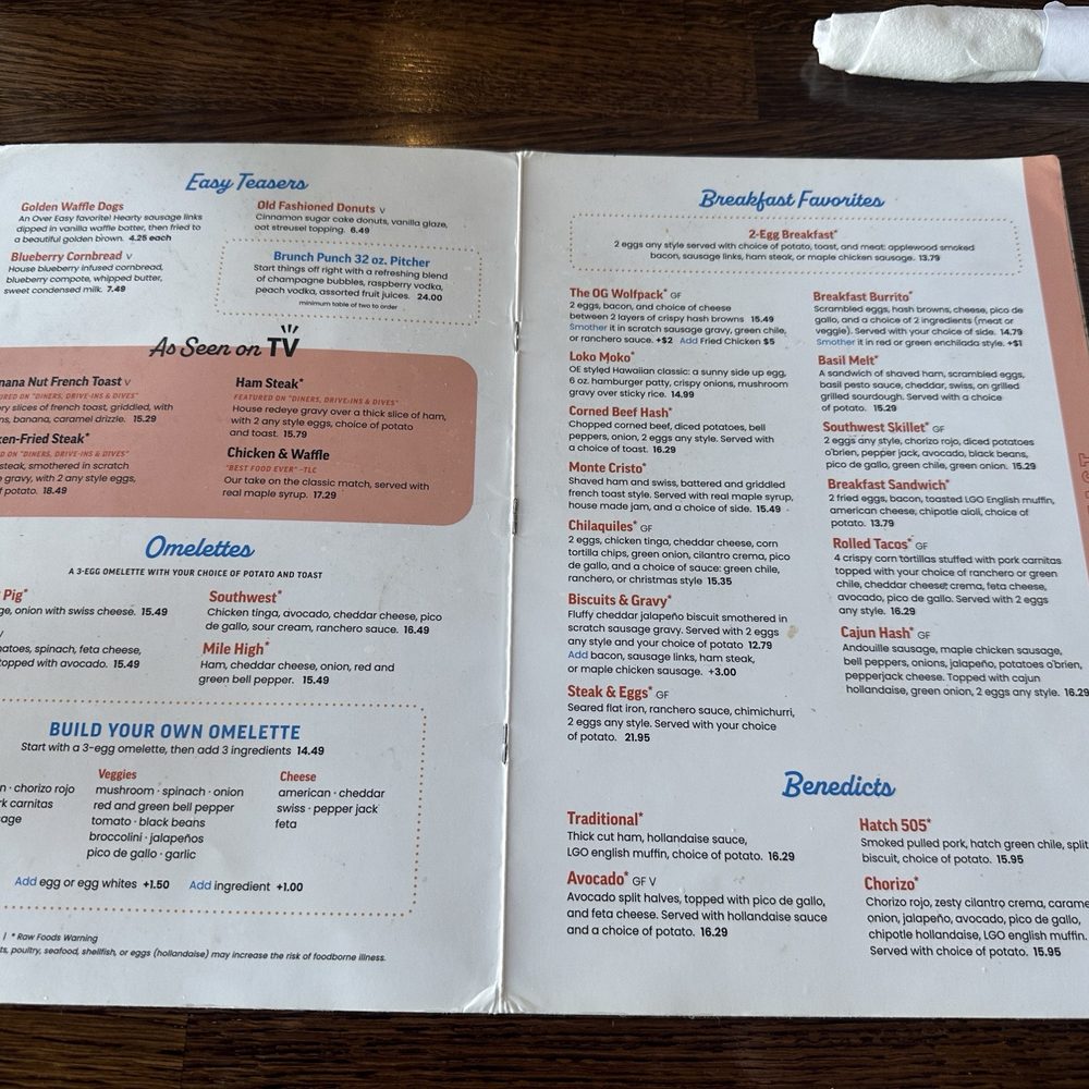 Over Easy - Paradise Valley - Menu - Breakfast & Brunch Near Me - Phoenix, Arizona