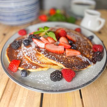 Sprout Cafe - Buttermilk Pancakes.
Triple stack, fresh berries and maple syrup. - Sandwiches Near Me - Palo Alto, California Sprout Cafe - Buttermilk Pancakes.
Triple stack, fresh berries and maple syrup. - Sandwiches Near Me - Palo Alto, California