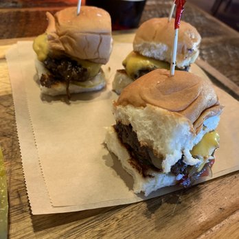 Finneys Crafthouse - Porter Ranch - Mini Finney Cheeseburgers- I added some if the cherry peppers from the tots - New American Near Me - Porter Ranch, California