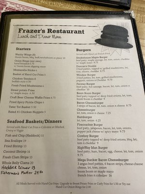 Menu photo 6 Frazer's Place Windsor, VT