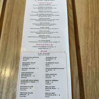 Amador Cuban Restaurant - Cocktail menu - Cuban Near Me - Newport, Kentucky