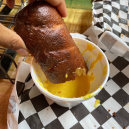 Pretzel with cheese sauce Pretzel with cheese sauce