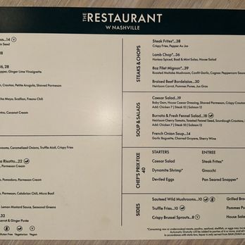 W Nashville - Menu - Hotels Near Me - Nashville, Tennessee W Nashville - Menu - Hotels Near Me - Nashville, Tennessee
