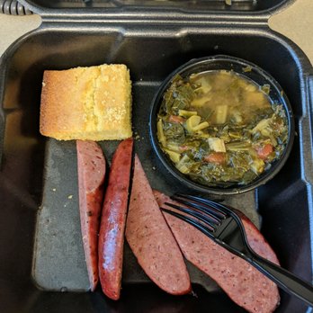 Mission Bbq - Sausage with greens! - Barbeque Near Me - Tallahassee, Florida Mission Bbq - Sausage with greens! - Barbeque Near Me - Tallahassee, Florida