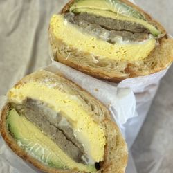 Vasy's Donut Shop - Eggs, sausage, avocado croissant sandwich The best!!