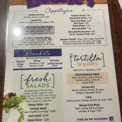 Bootie's Main Tap - Menu