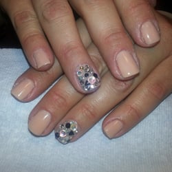 Haute Nails - Nude Gel Polish with Jewelled Ring Finger