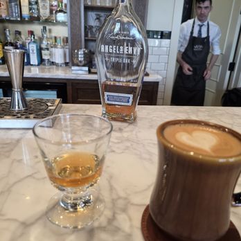 Derby Barber and Supply - Angel's Envy and Oat Milk Latte - Barbers Near Me - Reno, Nevada