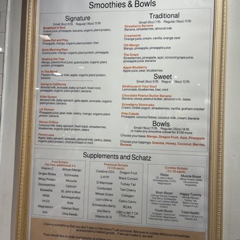 Schatzi - Smoothie & bowl menu - Juice Bars & Smoothies Near Me - Agoura Hills, California Schatzi - Smoothie & bowl menu - Juice Bars & Smoothies Near Me - Agoura Hills, California