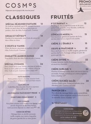 Menu photo 1 Cosmos Café Quebec City, QC Menu photo 1 Cosmos Café Quebec City, QC