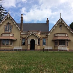 Highwic - Northern exposure of the Gothic Revival colonial villa.