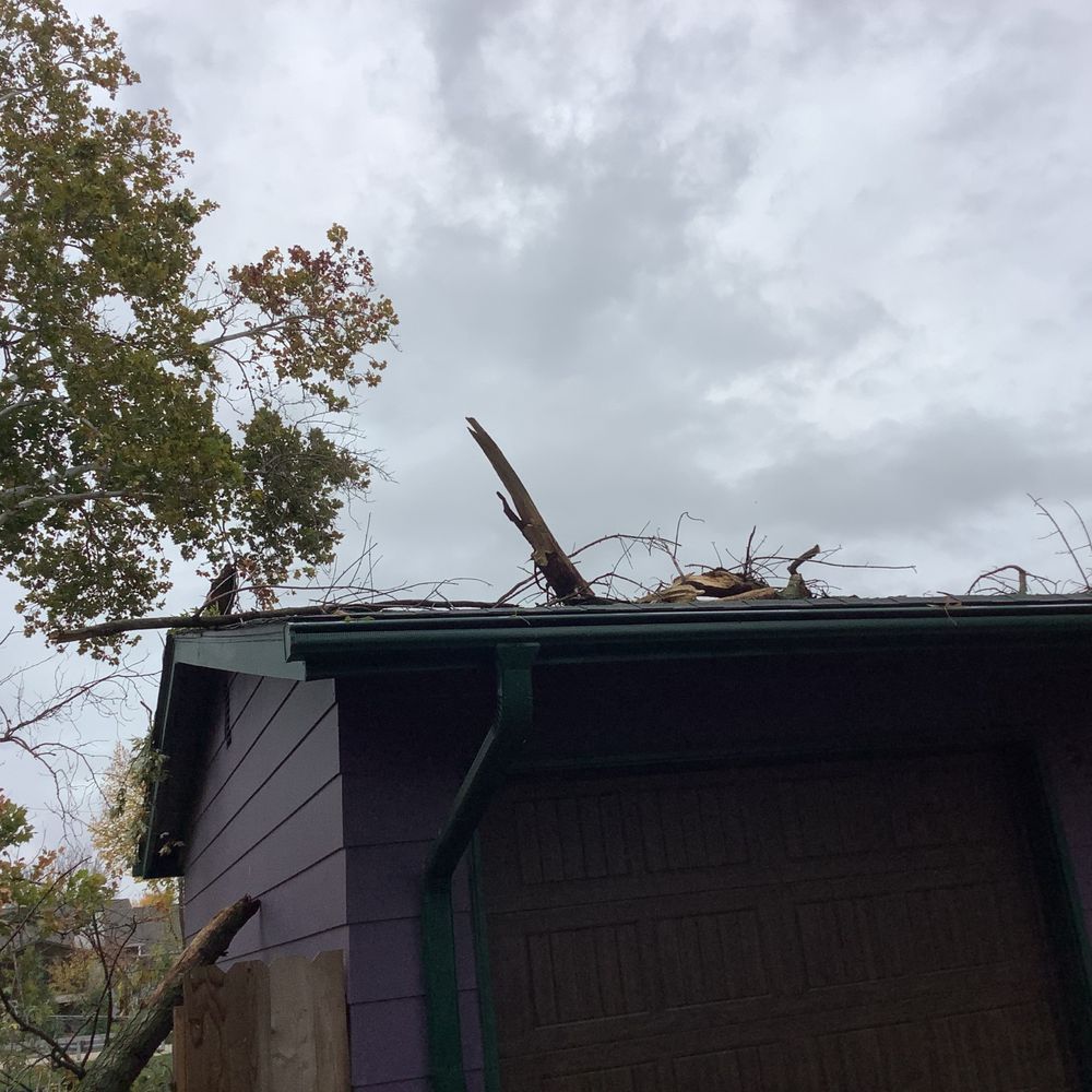 Hulsey Roofing - Top of roof .Limbs went in roof like spears - General Contractors Near Me - St. Louis, Missouri Hulsey Roofing - Top of roof .Limbs went in roof like spears - General Contractors Near Me - St. Louis, Missouri