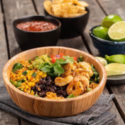 Burrito Mundo - Maiz Burrito bowl with shrimp