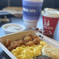 Braum's Ice Cream - Big breakfast, black coffee & ice water with ketchup on the side