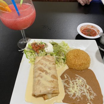 Cocos and Beer - Chicken chimichanga and strawberry daiquiri - Mexican Near Me - Columbia, South Carolina