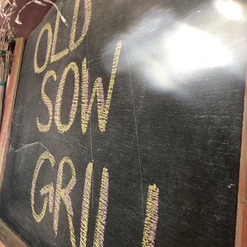 Old Sow Grill - a chalkboard with the words old sow grill written on it - American Near Me - Eastport, Maine