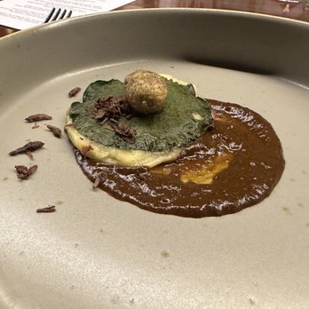 Bajel - Holy leaf taco stuffed with grasshoppers and cheese, with molote and mole - Restaurants Near Me - México, D.F., DIF