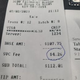 Is it necessary to have a 4% fee on credit cards? Get out of here. Carrying cash is a hassle and asking us to do it is an inconvenience. Is it necessary to have a 4% fee on credit cards? Get out of here. Carrying cash is a hassle and asking us to do it is an inconvenience.