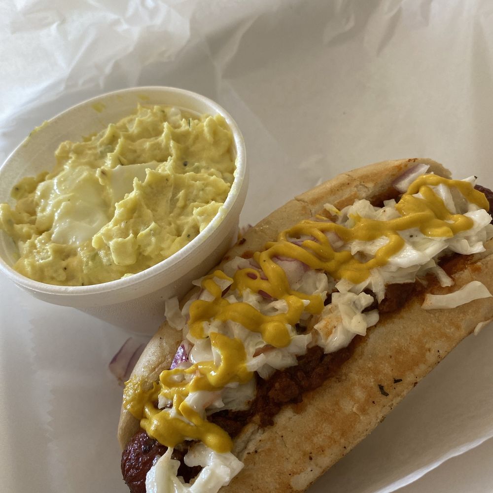 Spring Garden Bakery & Cafe - Single dog and potato salad - Burgers Near Me - Greensboro, North Carolina Spring Garden Bakery & Cafe - Single dog and potato salad - Burgers Near Me - Greensboro, North Carolina