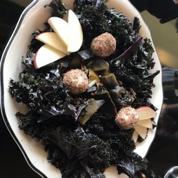 Kale salad with beets, apples, and chevre dusted in sage and sumac Kale salad with beets, apples, and chevre dusted in sage and sumac