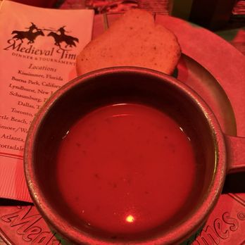 Medieval Times Dinner & Tournament - Garlic bread and tomato bisque - American Near Me - Myrtle Beach, South Carolina Medieval Times Dinner & Tournament - Garlic bread and tomato bisque - American Near Me - Myrtle Beach, South Carolina