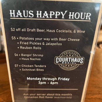 Courthaus Social - Happy Hour Menu - Sports Bars Near Me - Arlington, Virginia