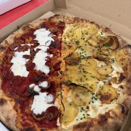 half potato, half pepperoni burrata honey half potato, half pepperoni burrata honey