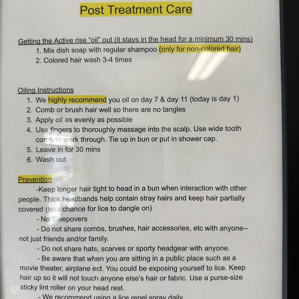 Lice-Free Clinics - Pleasanton - After treatment details - Lice Services Near Me - Pleasanton, California Lice-Free Clinics - Pleasanton - After treatment details - Lice Services Near Me - Pleasanton, California