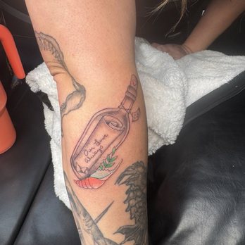 Ambitious ink - A message in a bottle with my grandma's handwriting. - Tattoo Near Me - Fresno, California