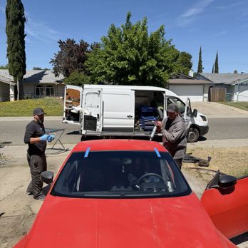 USA Replacement Auto Glass - Prepping back window area for glass install - Auto Glass Services Near Me - North Highlands, California USA Replacement Auto Glass - Prepping back window area for glass install - Auto Glass Services Near Me - North Highlands, California