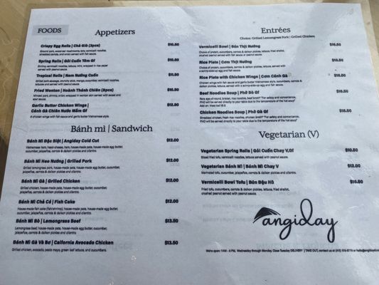 Menu photo 1 Angiday San Francisco, CA