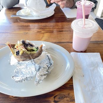 Cafe Gonzalez - 2 eggs, cheese, avocado, potato, and salsa burrito 10/10; strawberry, banana, and milk smoothie also 10/10! - Breakfast & Brunch Near Me - San Francisco, California Cafe Gonzalez - 2 eggs, cheese, avocado, potato, and salsa burrito 10/10; strawberry, banana, and milk smoothie also 10/10! - Breakfast & Brunch Near Me - San Francisco, California
