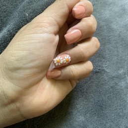 Full acrylic set color 614 with flower design