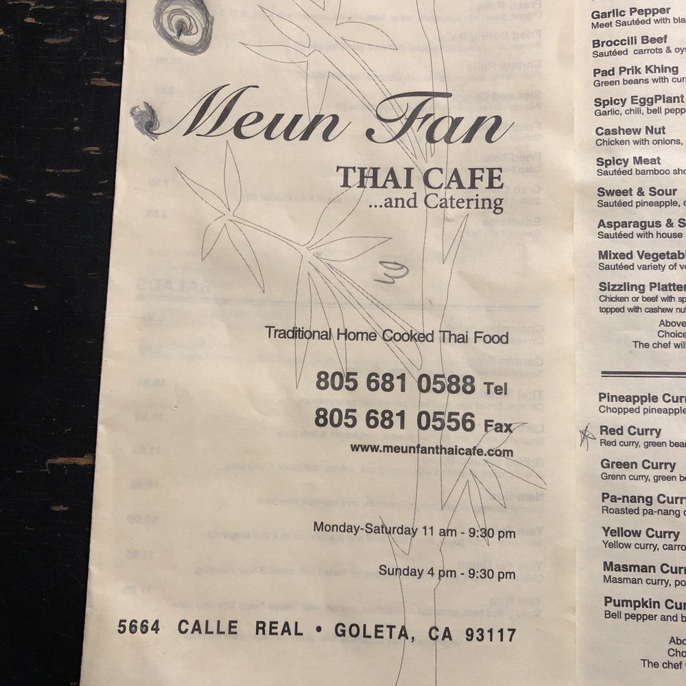 Meun Fan Thai Cafe - To-go menu. - Thai Near Me - Goleta, California Meun Fan Thai Cafe - To-go menu. - Thai Near Me - Goleta, California