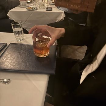 Patton's Steakhouse - Husbands old fashion came in a wooden chest box with smoke. - Steakhouses Near Me - Houston, Texas