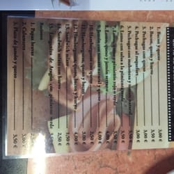 Carta de bocadillos y raciones