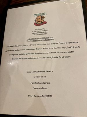 Menu photo 4 Emma's Ale House White Plains, NY