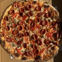 Camille's Wood Fired Pizza - Pepperoni, Sausage and Fresh Red Pepper