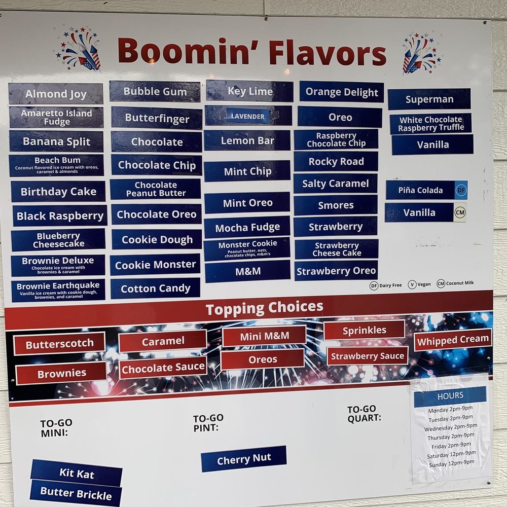 Booms Ice Cream - Today's flavors - Ice Cream & Frozen Yogurt Near Me - Hugo, Minnesota